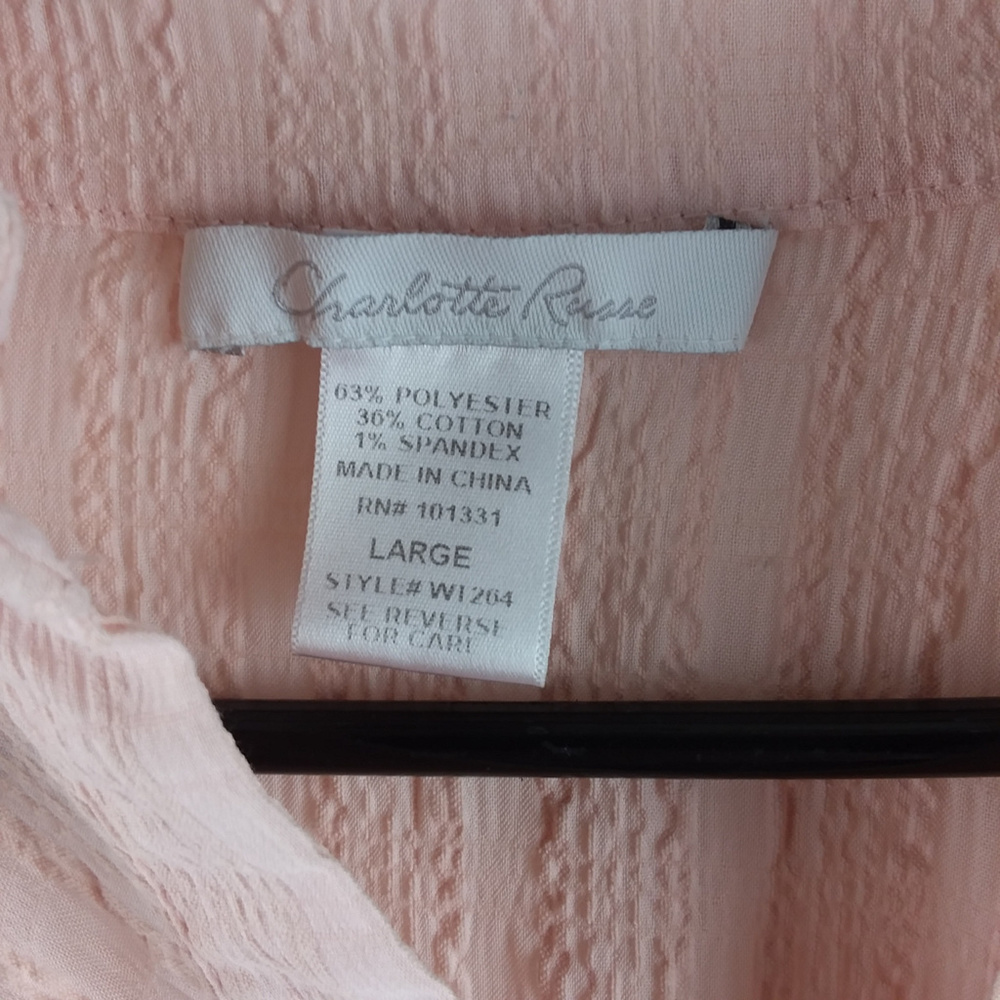 Charolette Russe Sz L Ruffled Pink LS Blouse Top - Picture 2 of 4